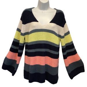 ANN TAYLOR BELL SLEEVE OVERSIZED STRIPED SWEATER SIZE SMALL‎